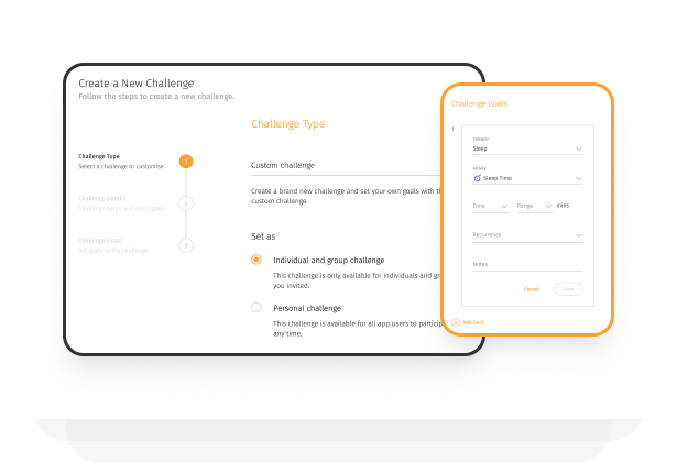 Create and track challenges and goals