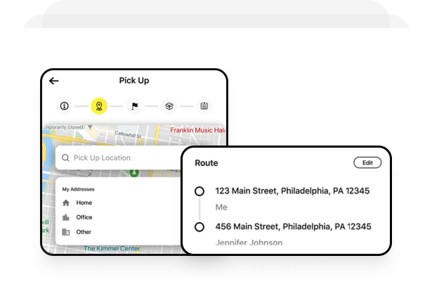 Choose the start and end points of the delivery