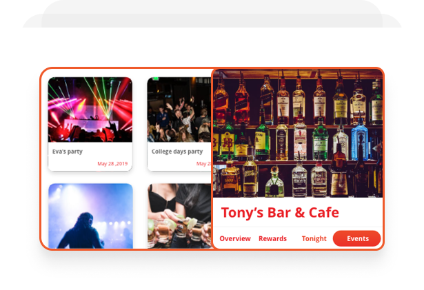 View upcoming events in your nearby bars